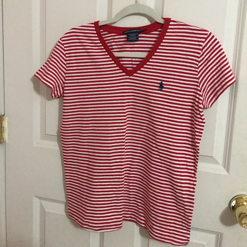 Red and white stripped polo t-shirt